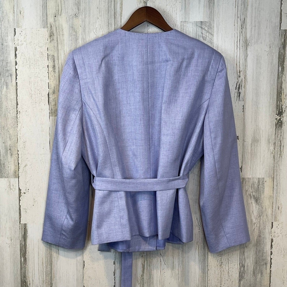 Larry Levine Women's Vintage Lavender Textured Blazer Belted Jacket Size 20W - Picture 3 of 10